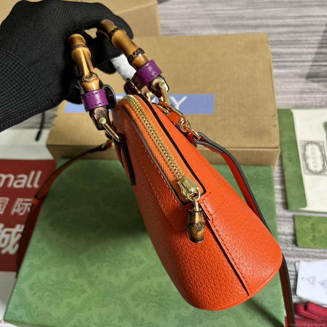 Gucci 715775 Gucci Diana Mini Tote Bag Orange leather