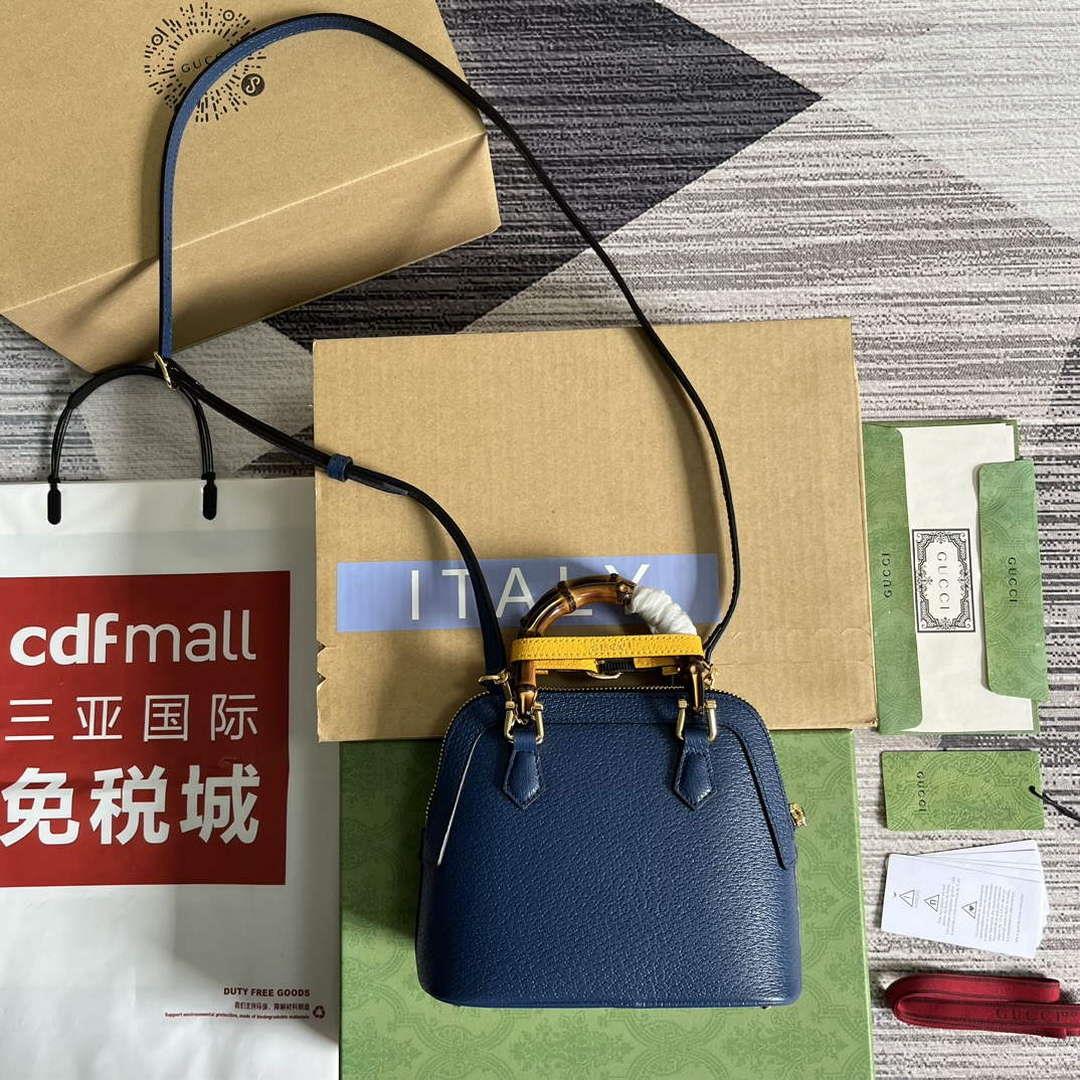 Gucci 715775 Gucci Diana Mini Tote Bag Royal blue leather