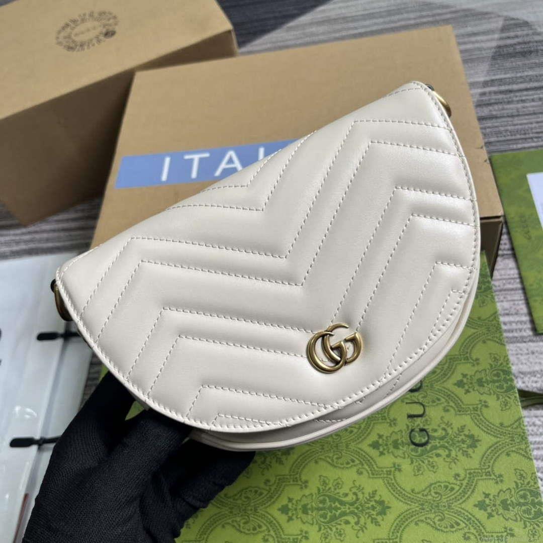 Gucci 746431 GG Marmont Matelassé Chain Mini Bag White