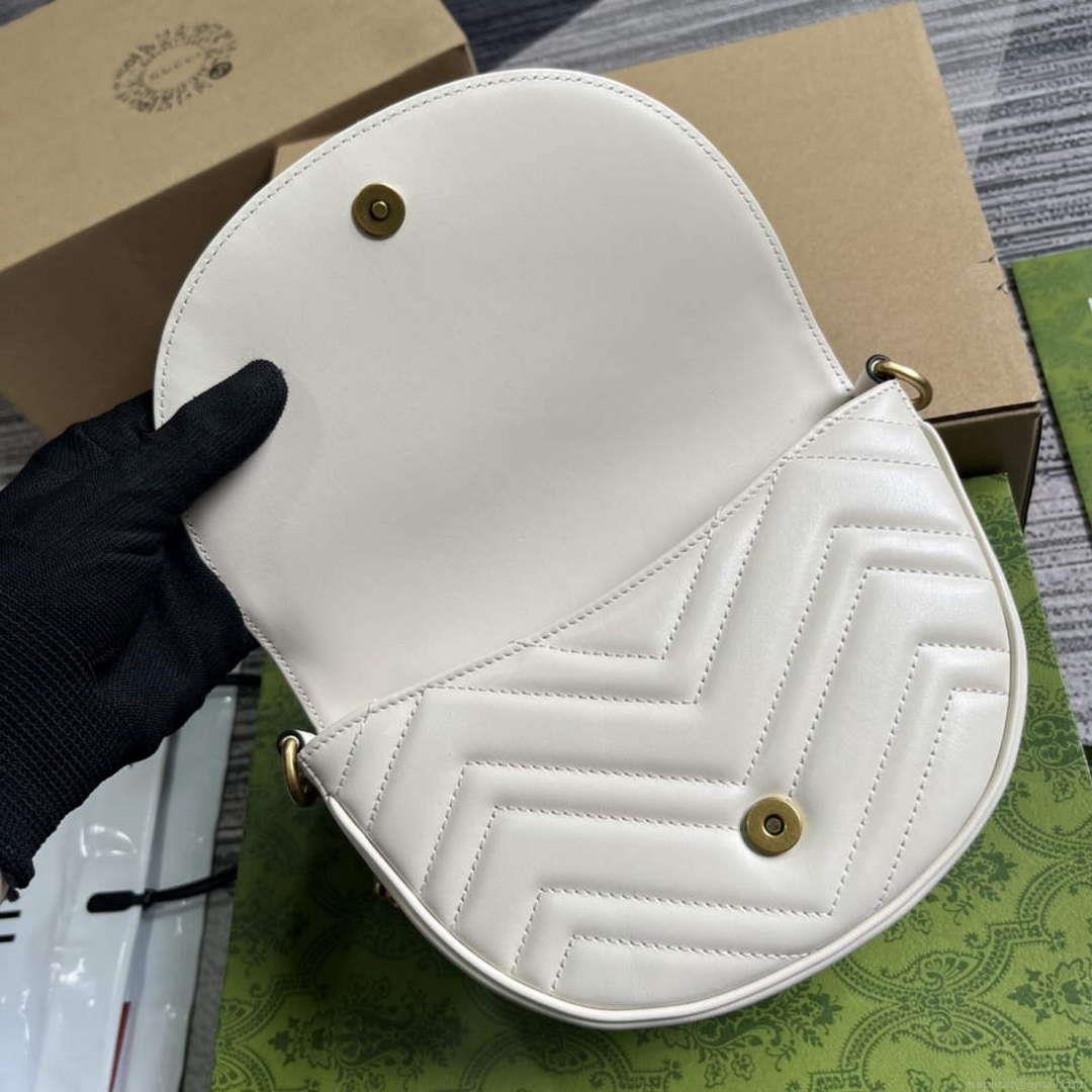Gucci 746431 GG Marmont Matelassé Chain Mini Bag White