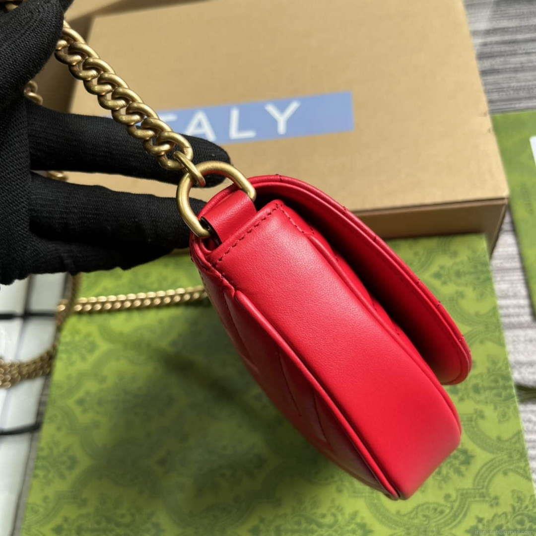 Gucci 746431 GG Marmont Matelassé Chain Mini Bag Red