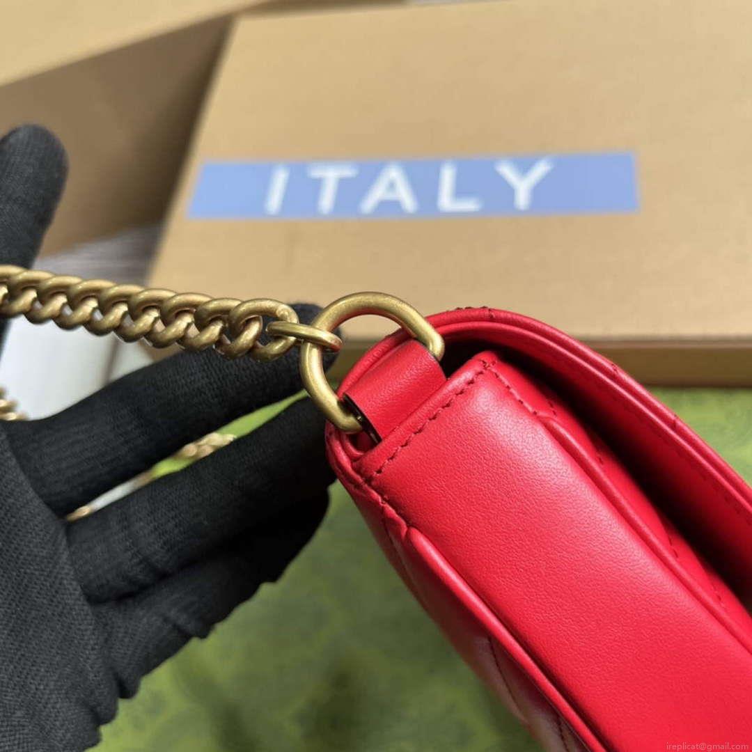 Gucci 746431 GG Marmont Matelassé Chain Mini Bag Red