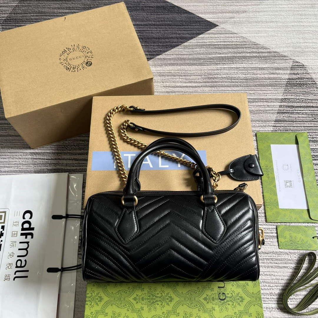 Gucci 746319 GG Marmont Small Top Handle Bag Black