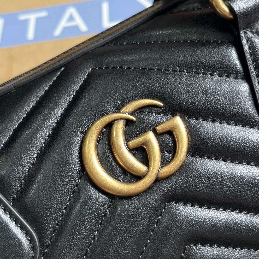 Gucci 746319 GG Marmont Small Top Handle Bag Black