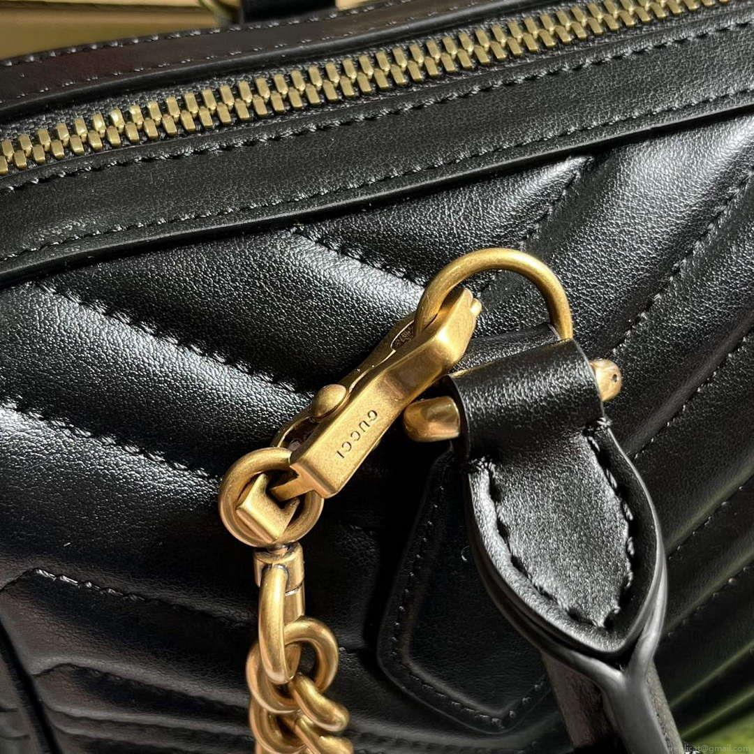 Gucci 746319 GG Marmont Small Top Handle Bag Black