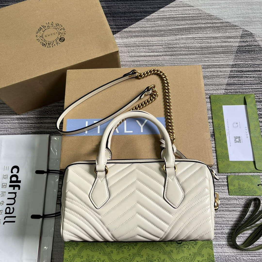 Gucci 746319 GG Marmont Small Top Handle Bag White