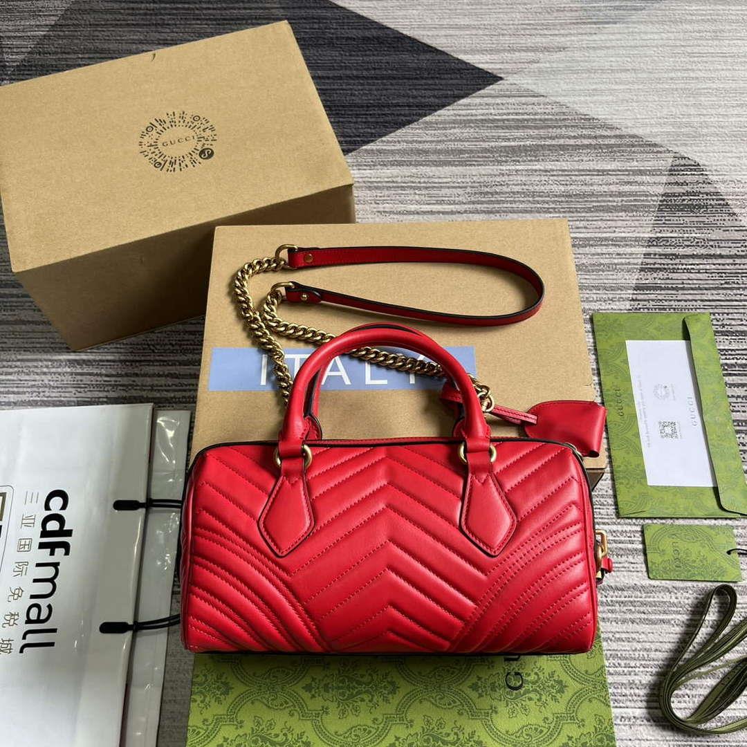 Gucci 746319 GG Marmont Small Top Handle Bag Red