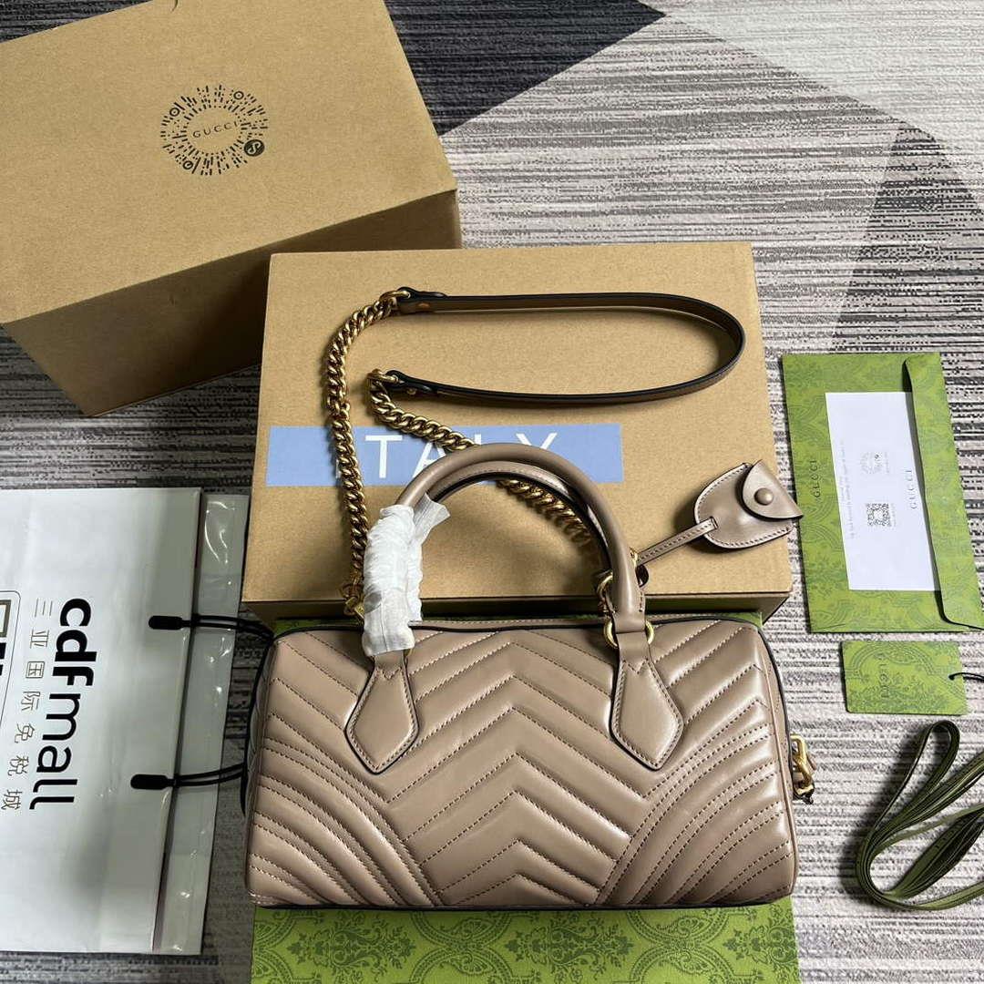 Gucci 746319 GG Marmont Small Top Handle Bag Milk tea