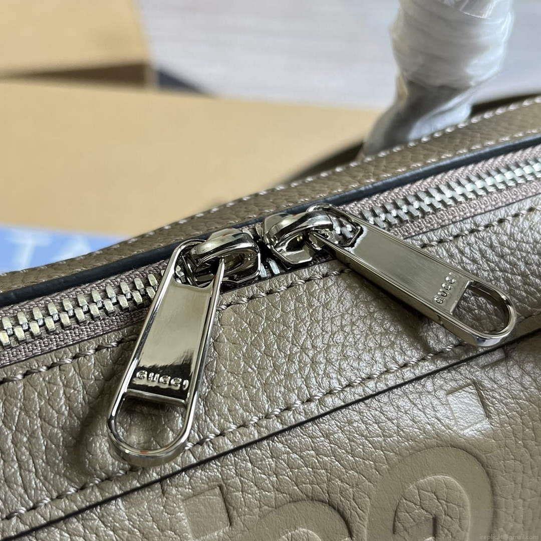 Gucci 658573 Men’s GG embossed briefcase Bag Taupe