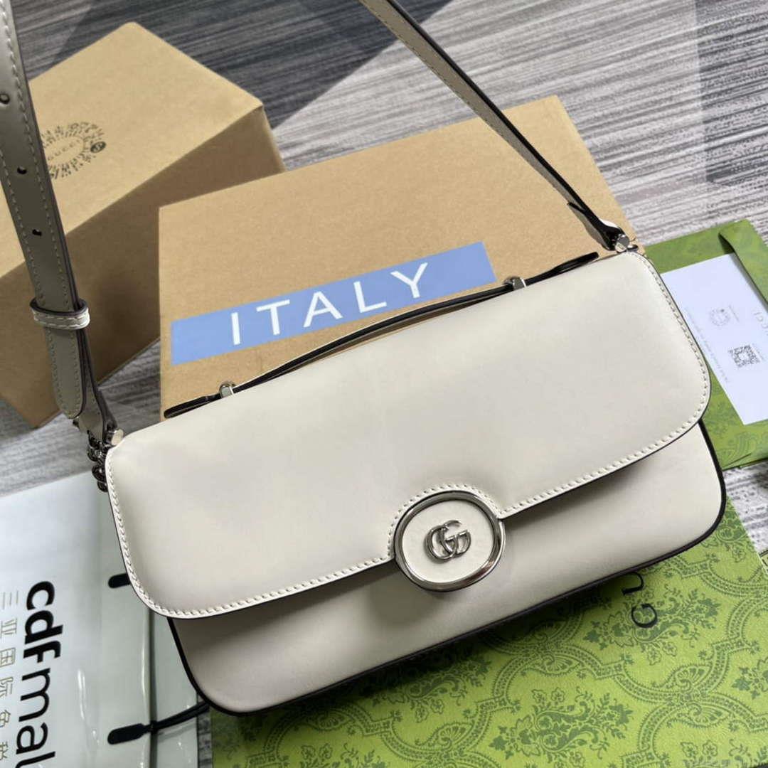 Gucci 739721 Petite GG Small Shoulder Bag White