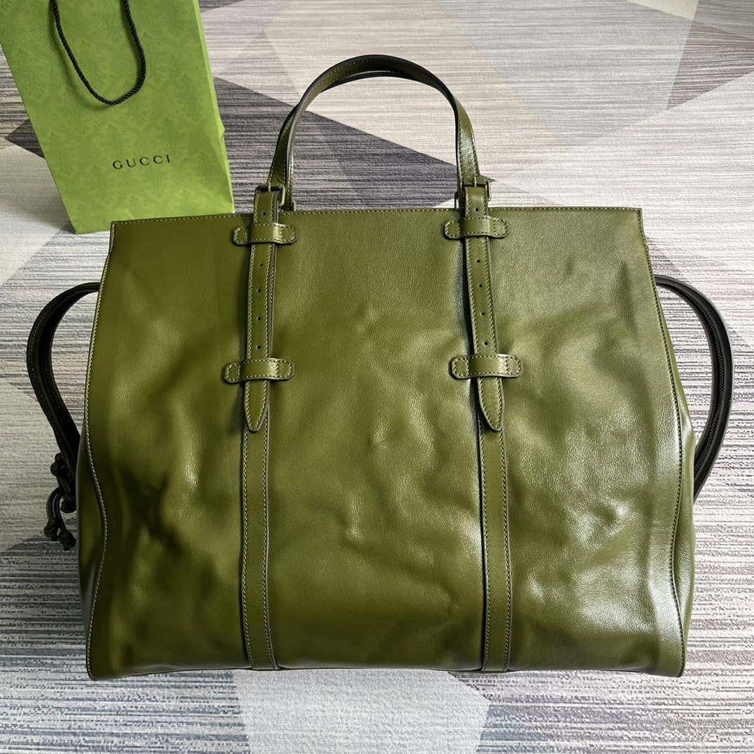 Gucci 725683 Large Tote Bag With Tonal Double G Forest green