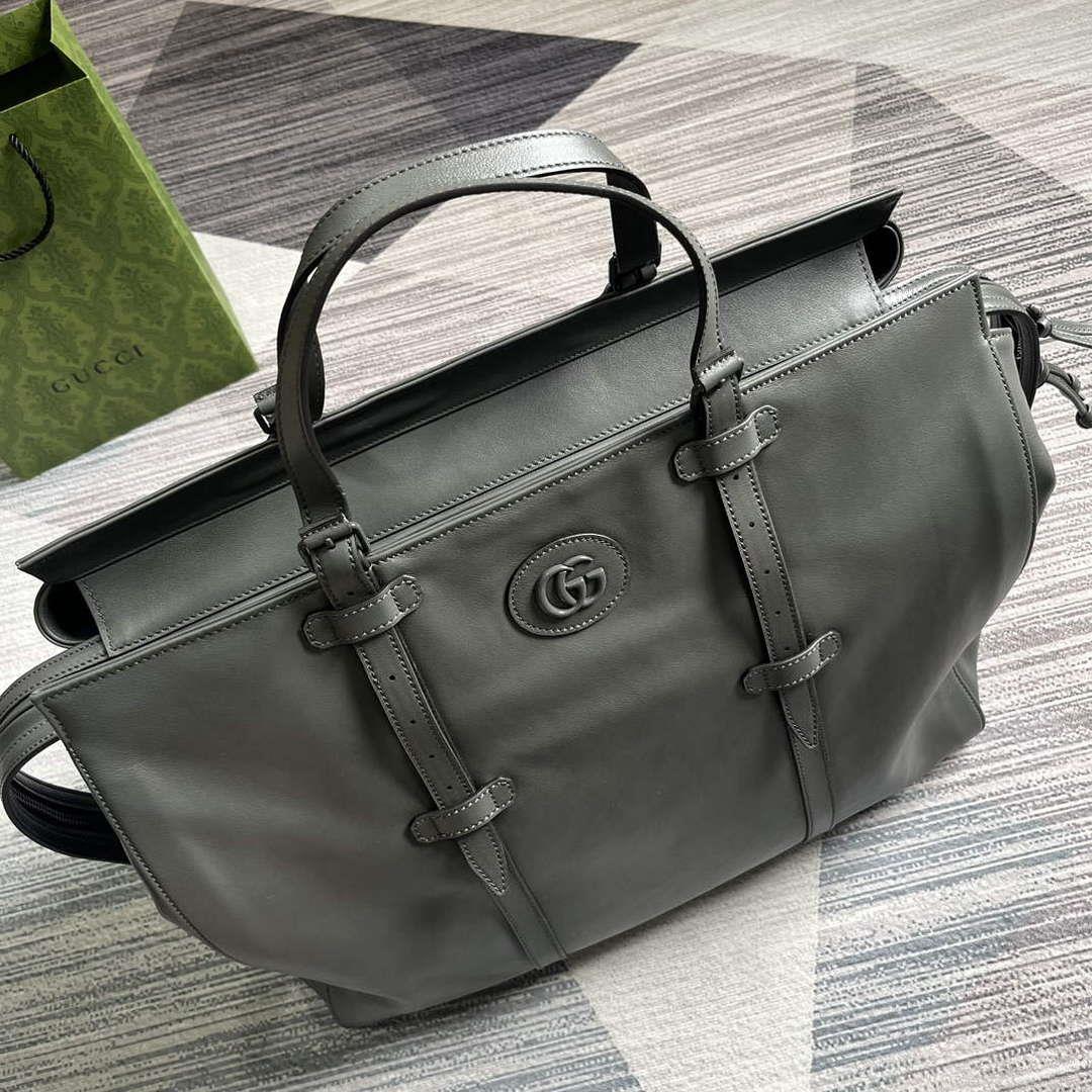 Gucci 725683 Large Tote Bag With Tonal Double G Gray