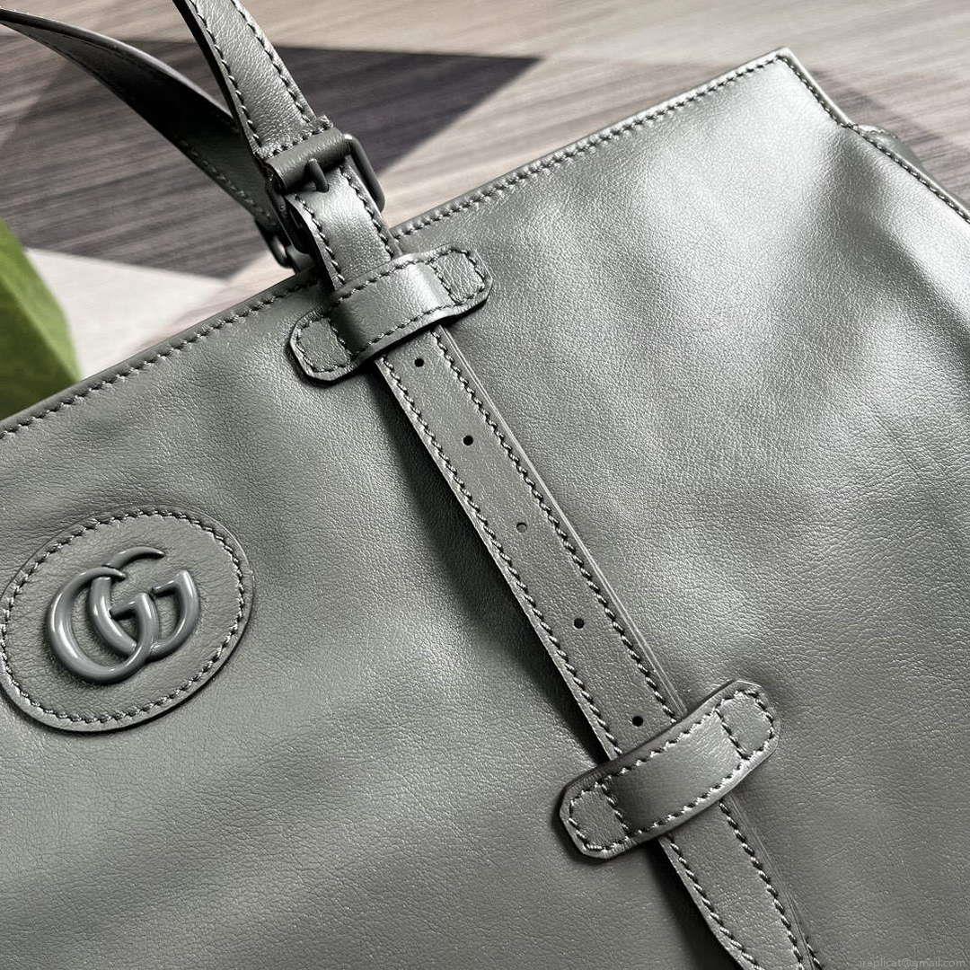 Gucci 725683 Large Tote Bag With Tonal Double G Gray