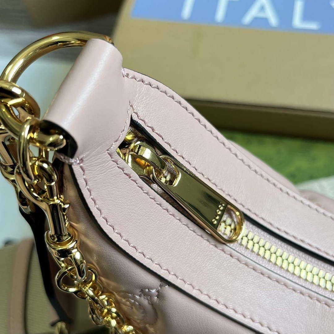 Gucci 739709 GG Matelassé Small Shoulder Bag Pink
