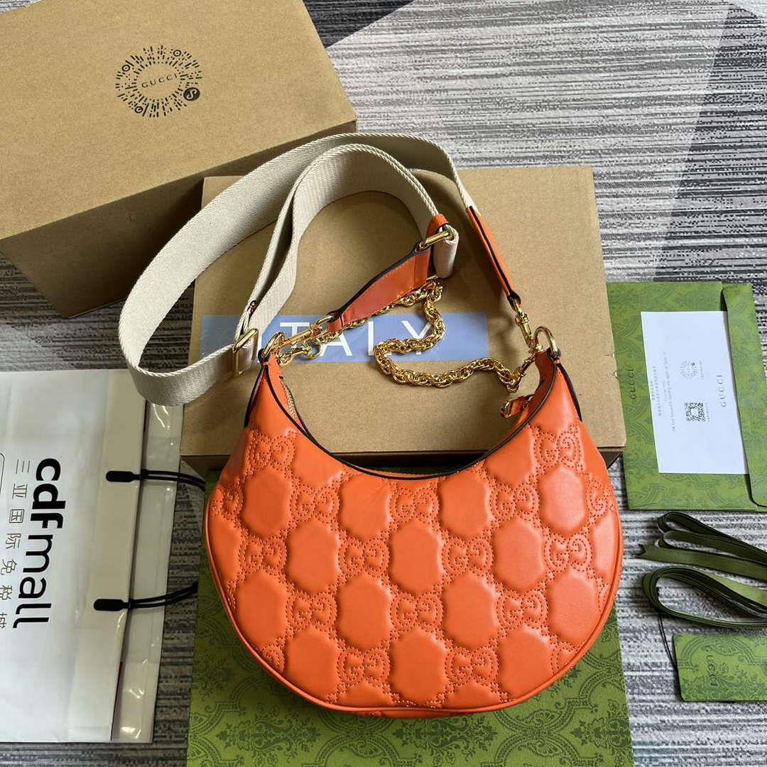 Gucci 739709 GG Matelassé Small Shoulder Bag Orange