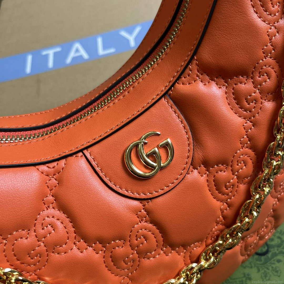 Gucci 739709 GG Matelassé Small Shoulder Bag Orange