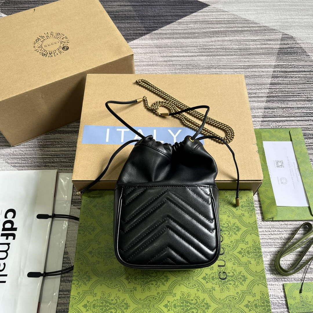 Gucci 746433 GG Marmont Mini Bucket Bag Black
