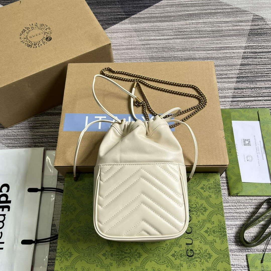 Gucci 746433 GG Marmont Mini Bucket Bag White