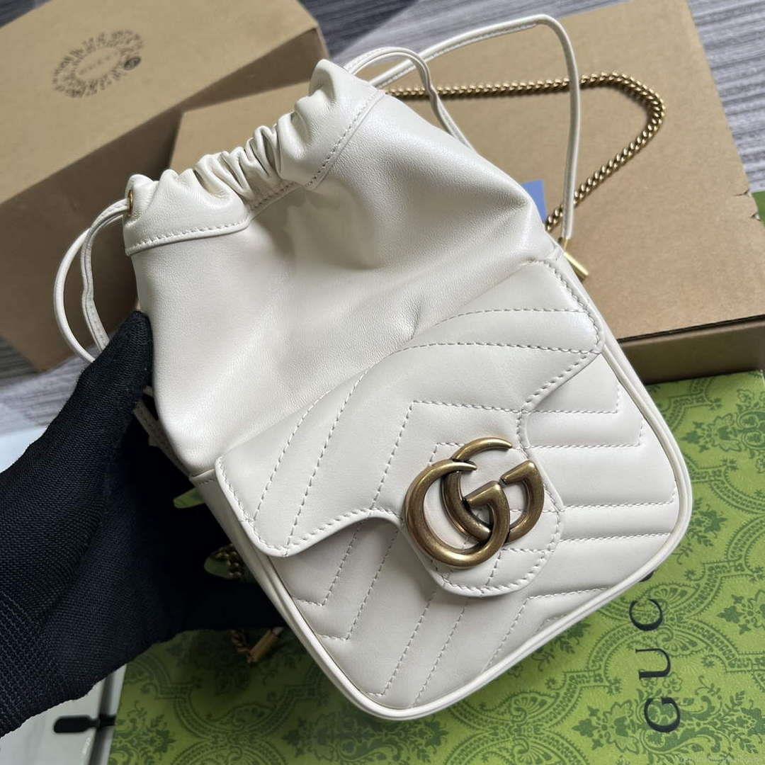 Gucci 746433 GG Marmont Mini Bucket Bag White