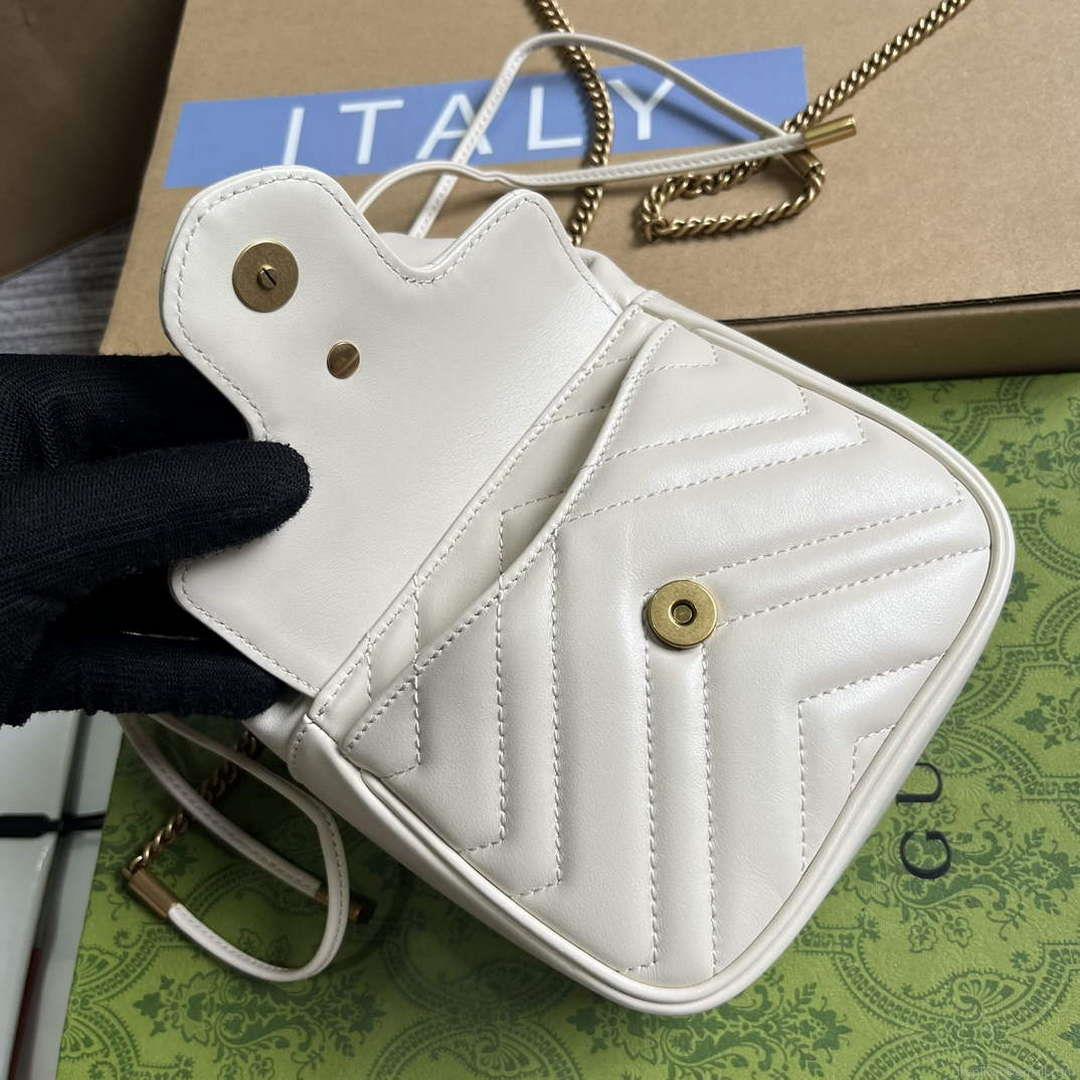 Gucci 746433 GG Marmont Mini Bucket Bag White