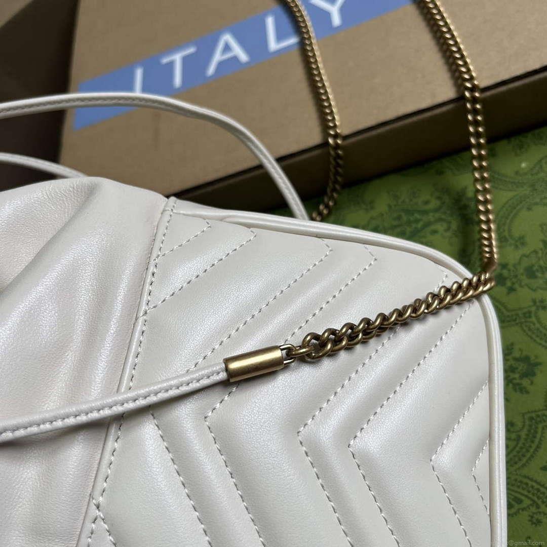 Gucci 746433 GG Marmont Mini Bucket Bag White