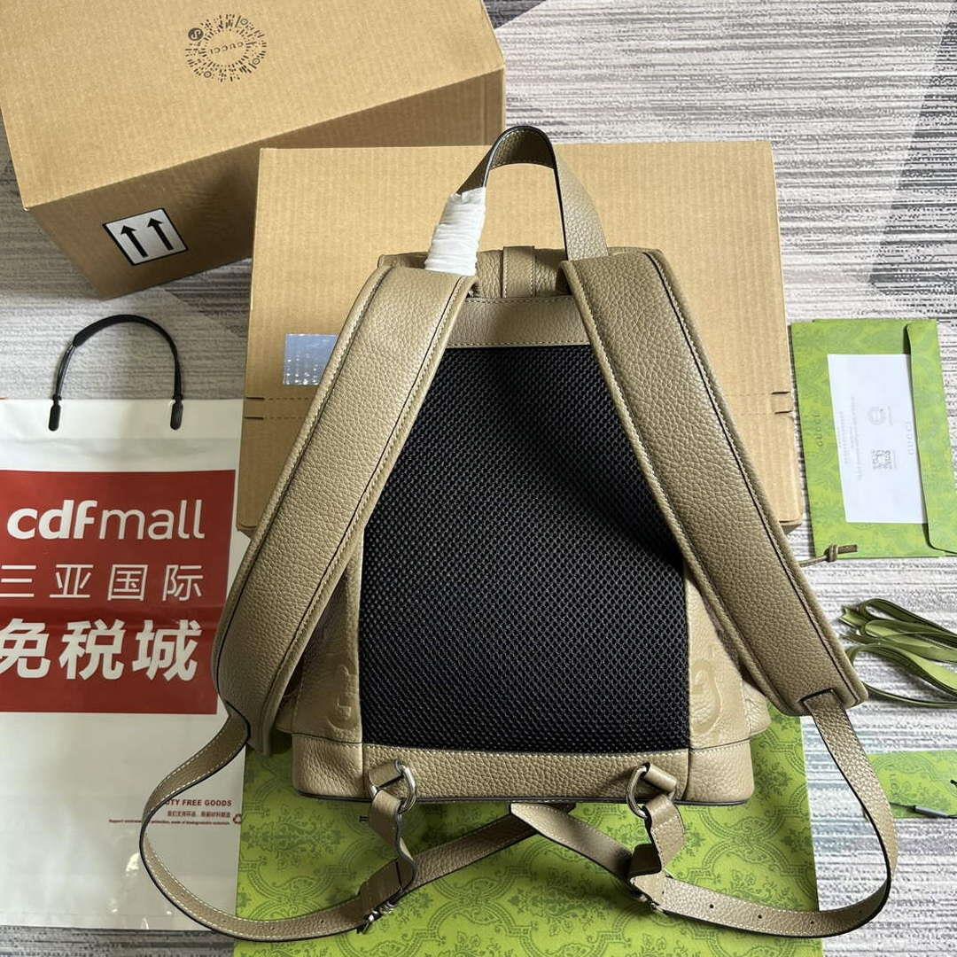 Gucci 739503 Jumbo GG Small Backpack Taupe