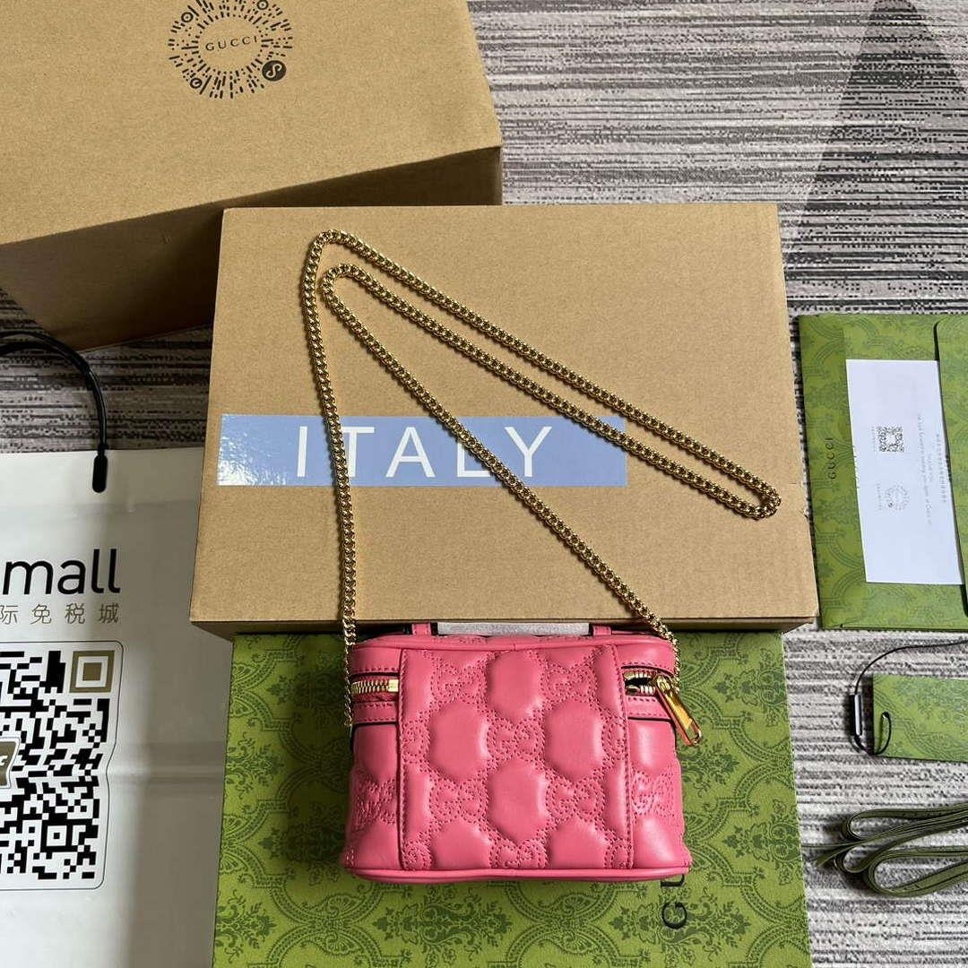 Gucci 723770 GG Matelassé Top Handle Mini Bag Pink