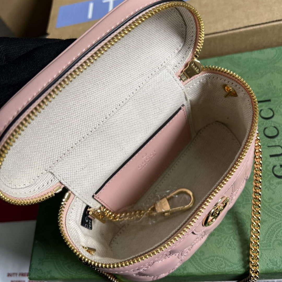 Gucci 723770 GG Matelassé Top Handle Mini Bag Light Pink