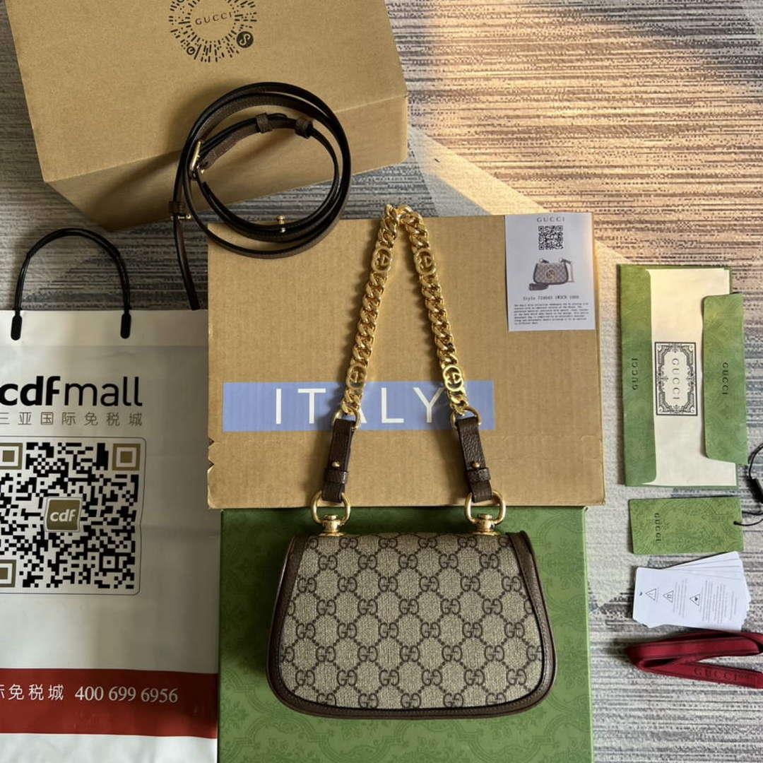Gucci 724645 Gucci Blondie Mini Shoulder Bag Beige and ebony