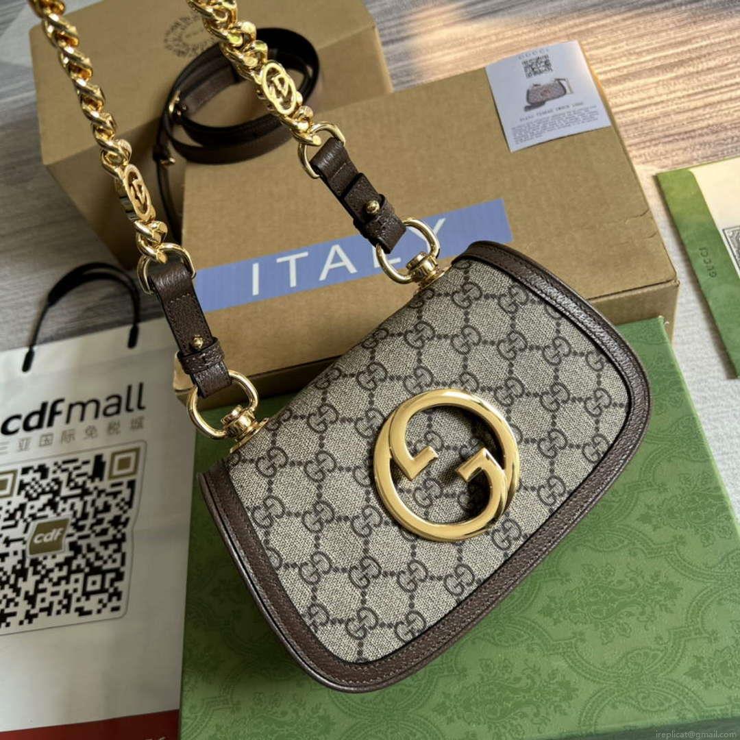 Gucci 724645 Gucci Blondie Mini Shoulder Bag Beige and ebony