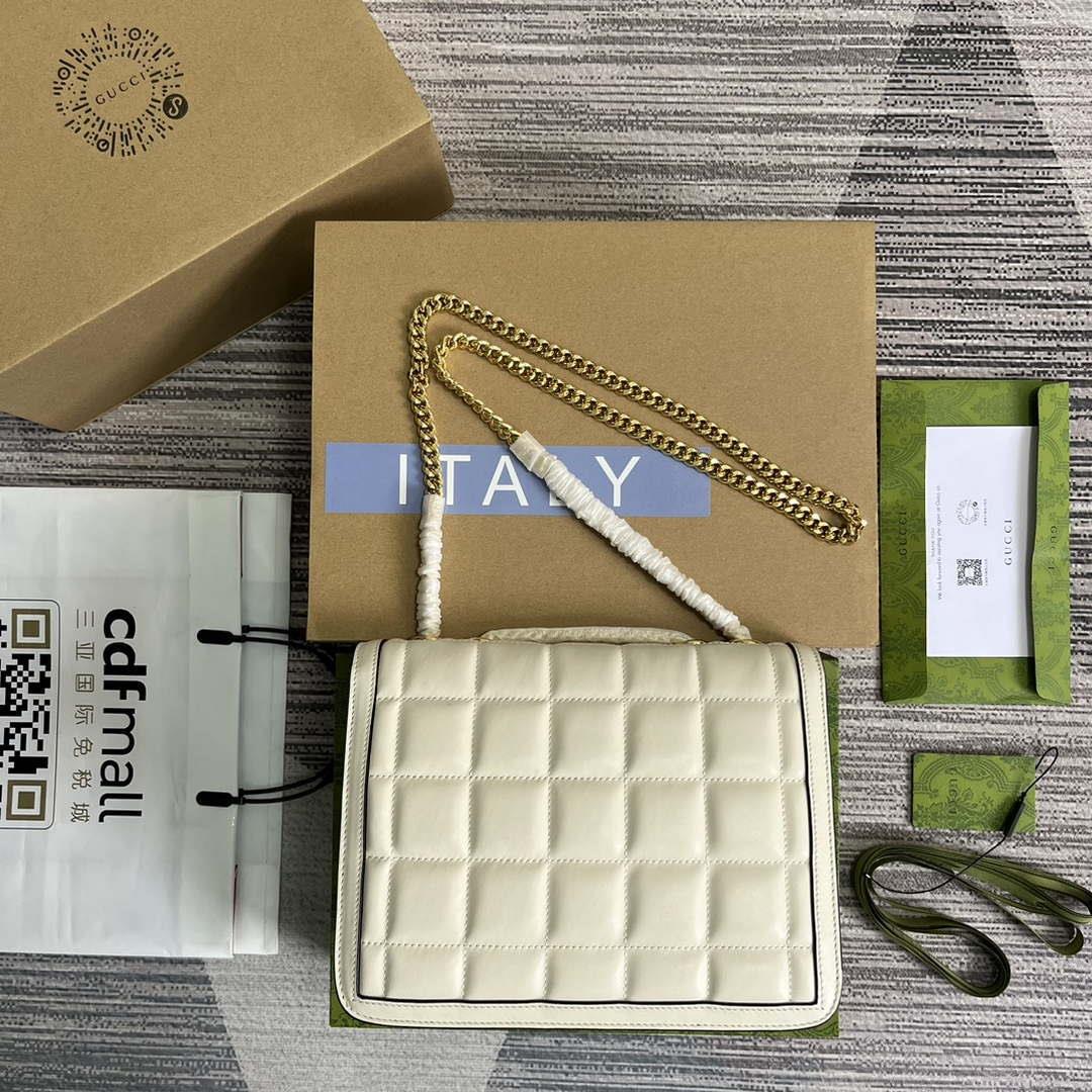 Gucci ‎740834 GG Deco Small Shoulder Bag White
