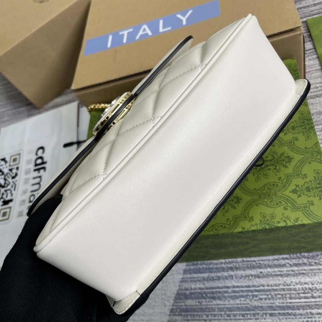 Gucci ‎740834 GG Deco Small Shoulder Bag White