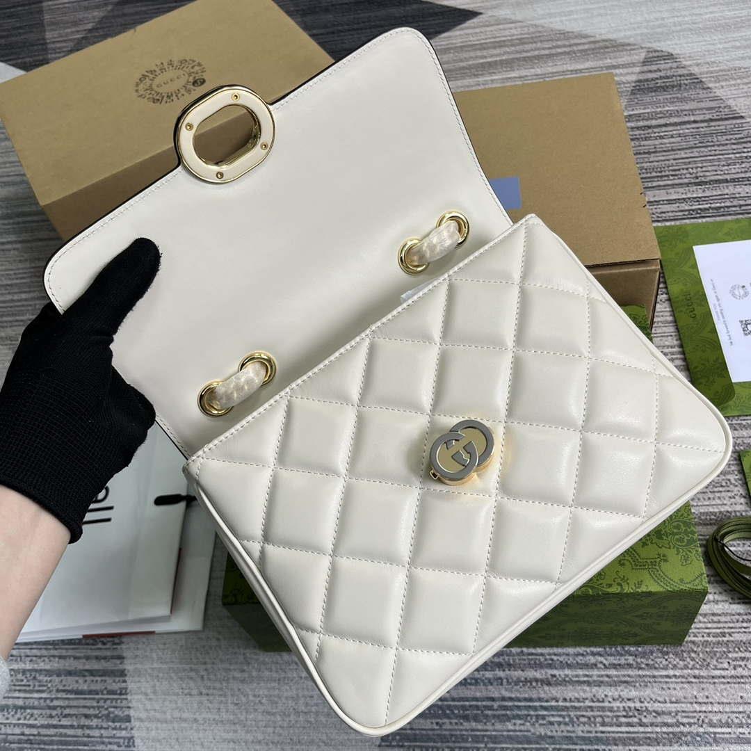 Gucci ‎740834 GG Deco Small Shoulder Bag White