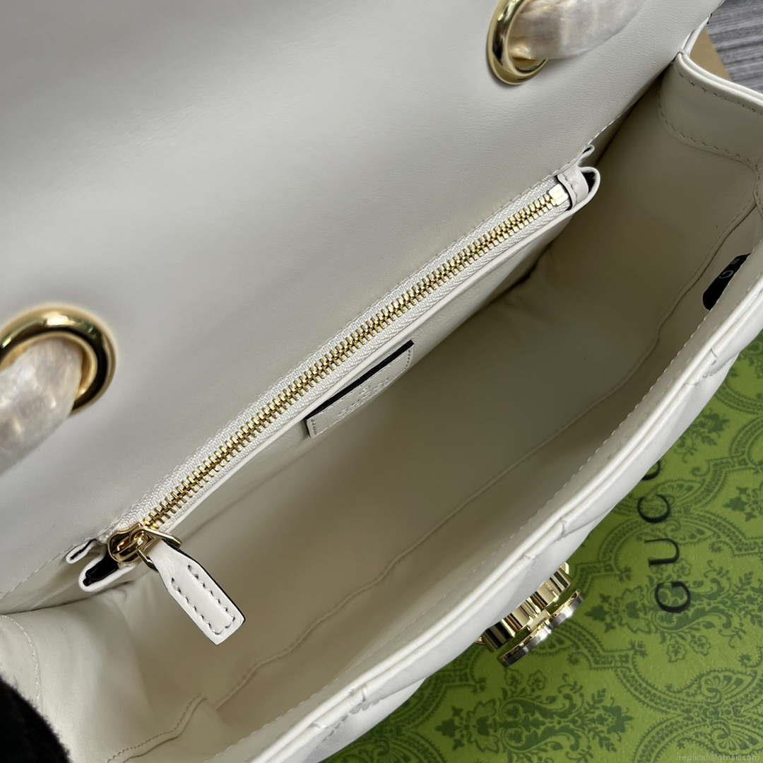 Gucci ‎740834 GG Deco Small Shoulder Bag White