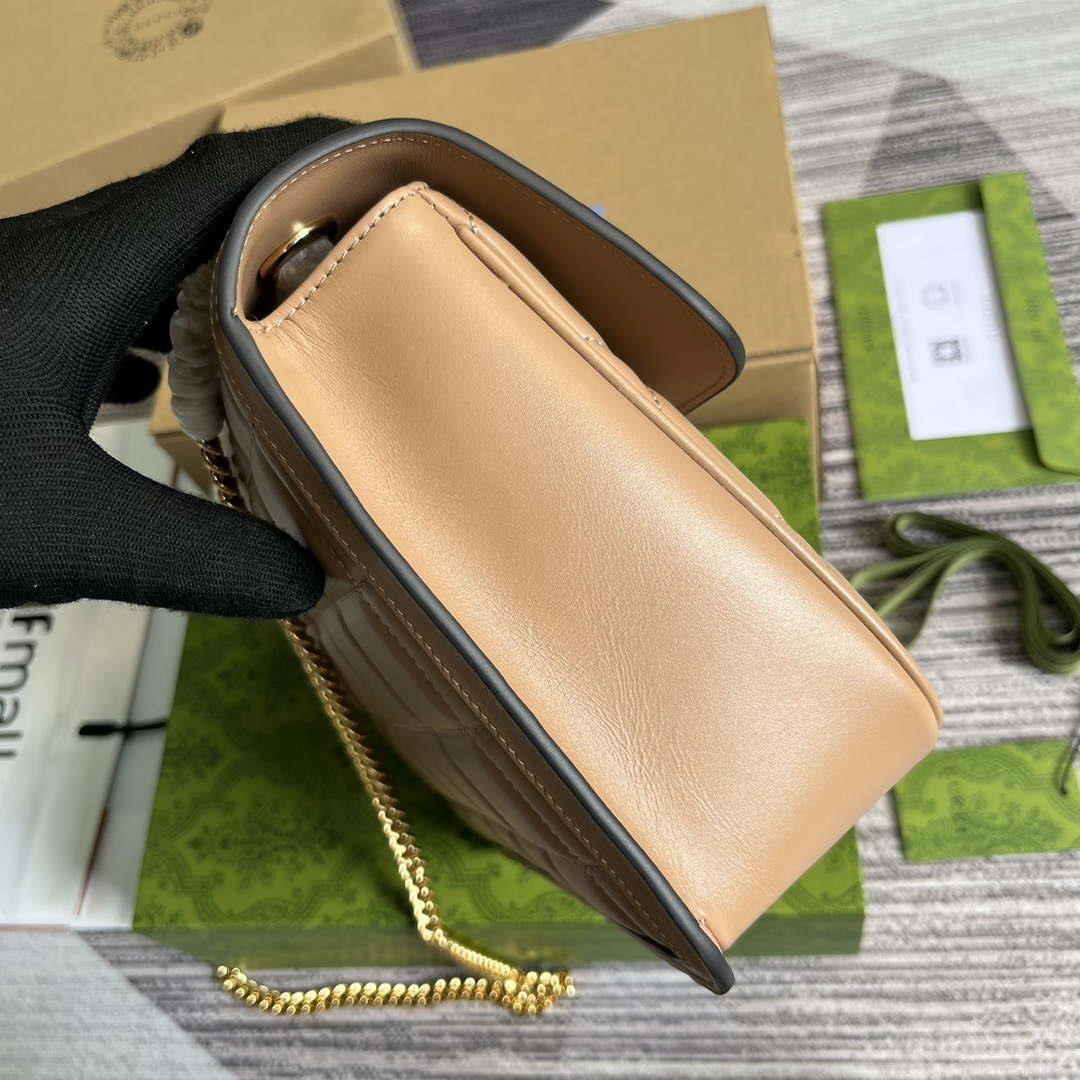 Gucci ‎740834 GG Deco Small Shoulder Bag Apricot