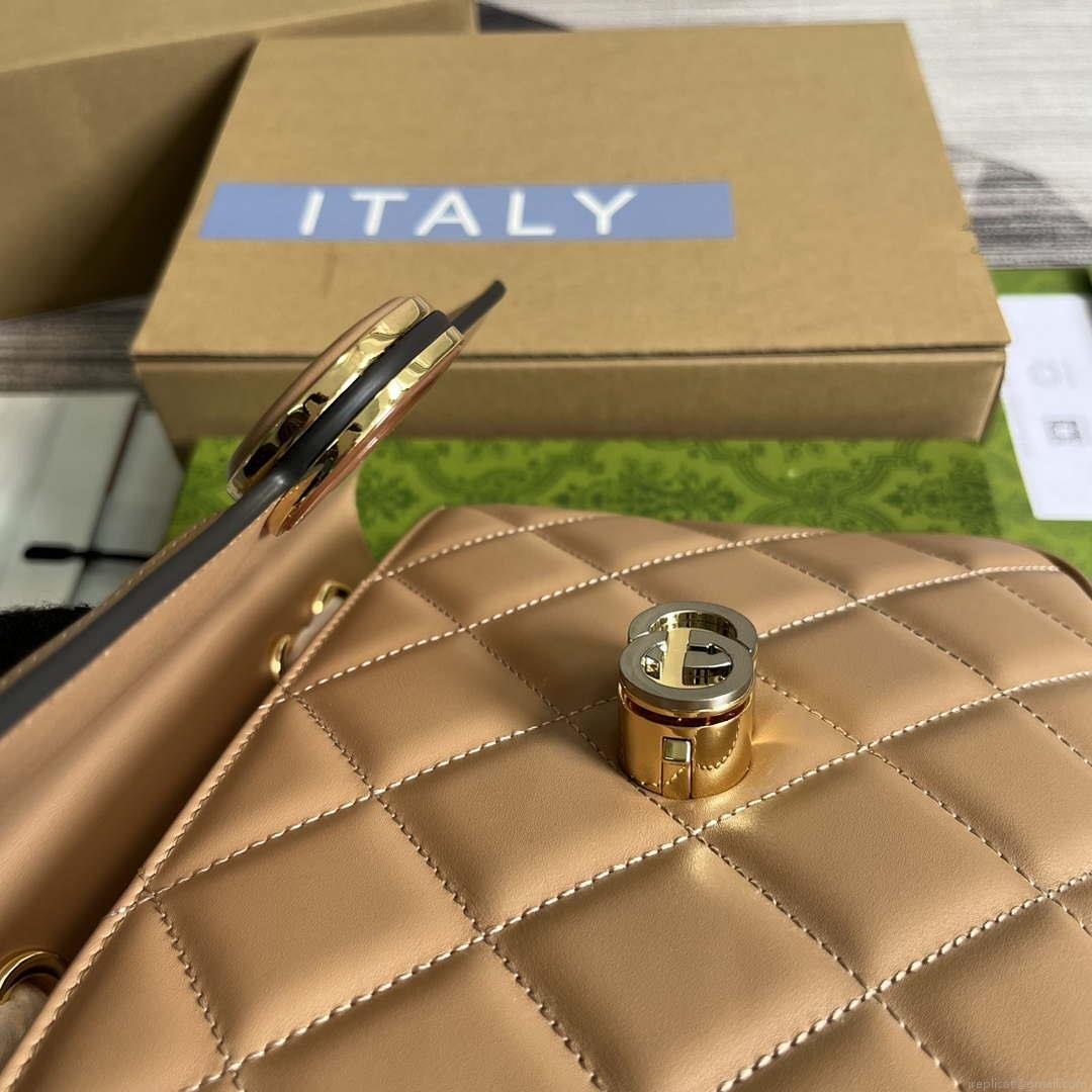 Gucci ‎740834 GG Deco Small Shoulder Bag Apricot