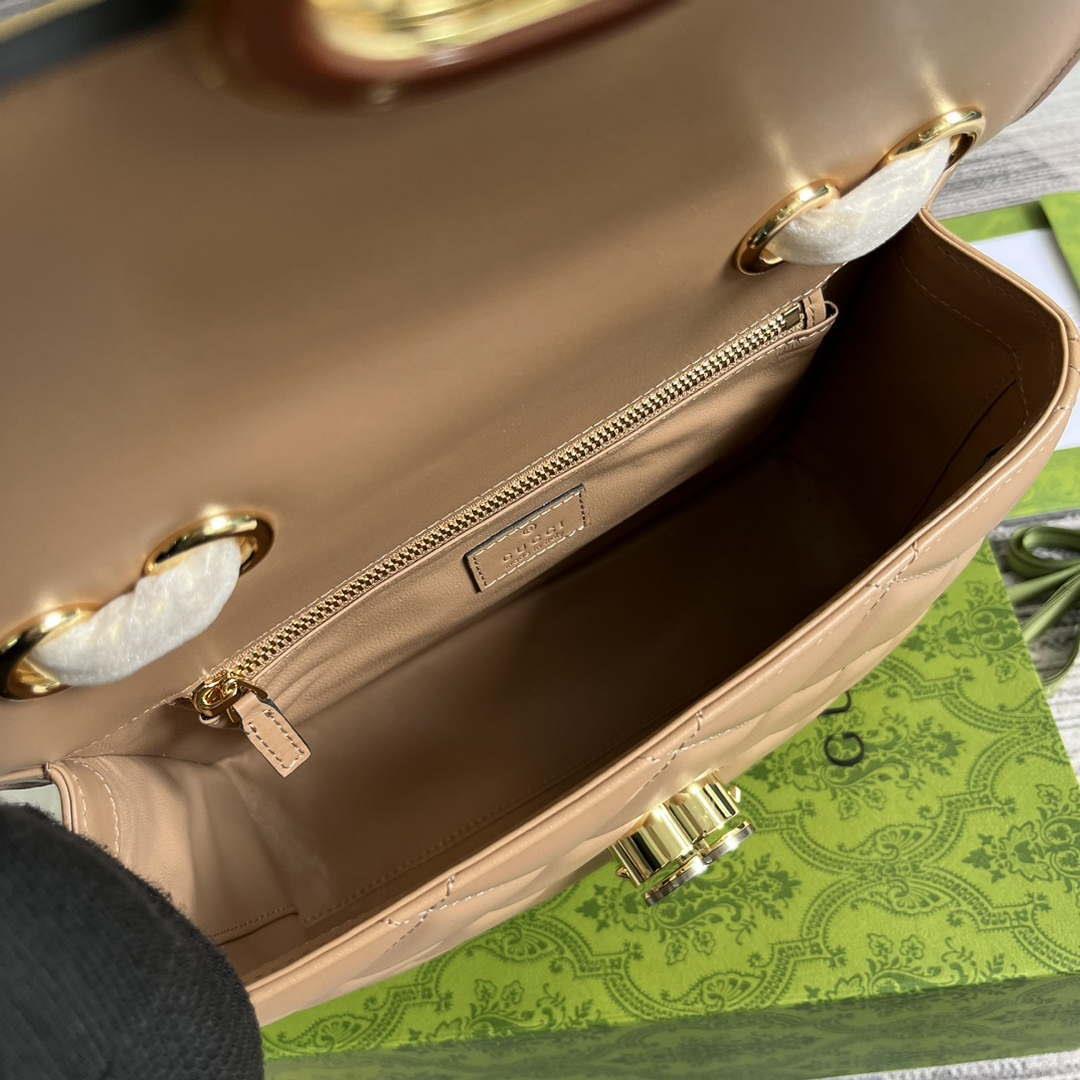 Gucci ‎740834 GG Deco Small Shoulder Bag Apricot