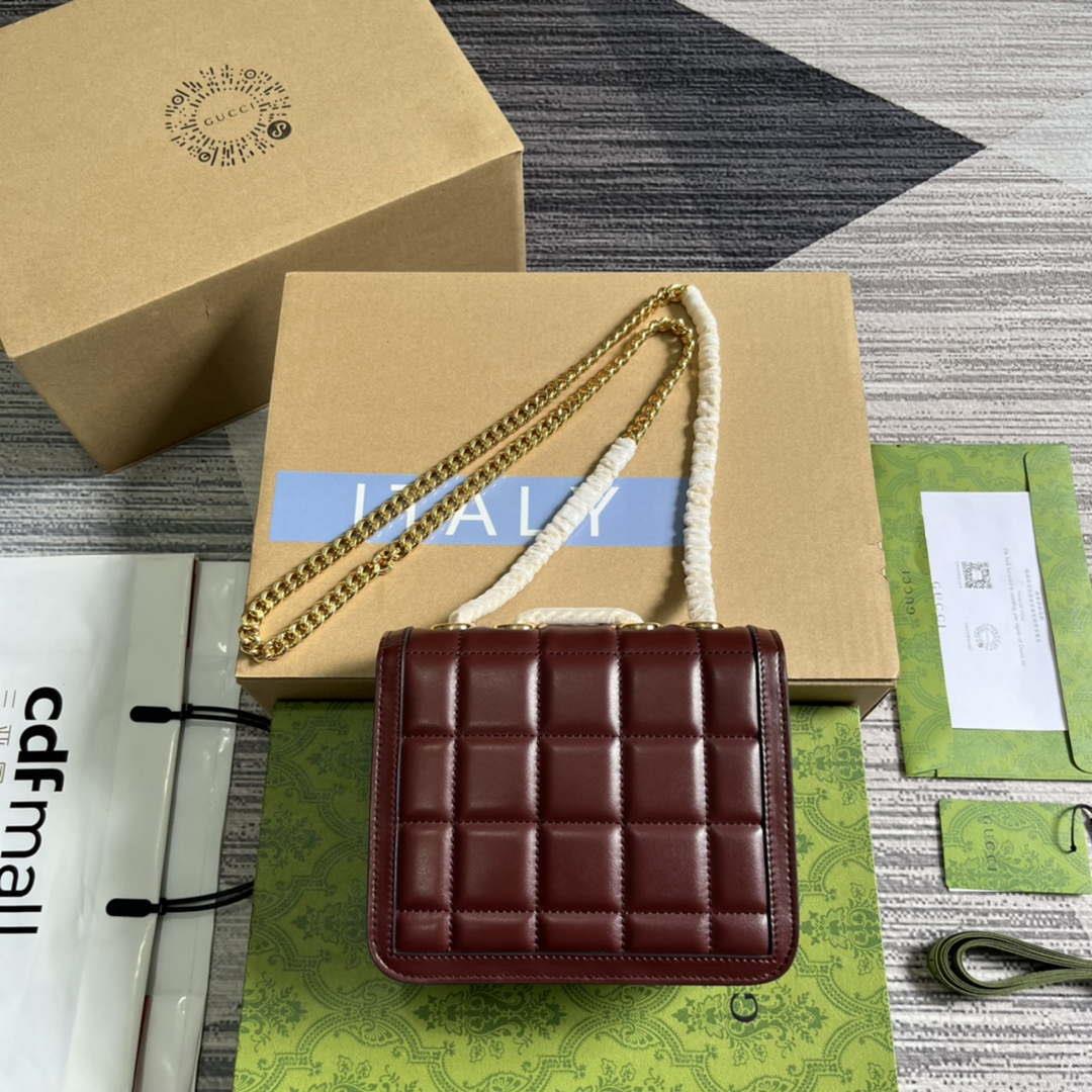 Gucci ‎741457 Gucci Deco Mini Shoulder Bag Wine Red