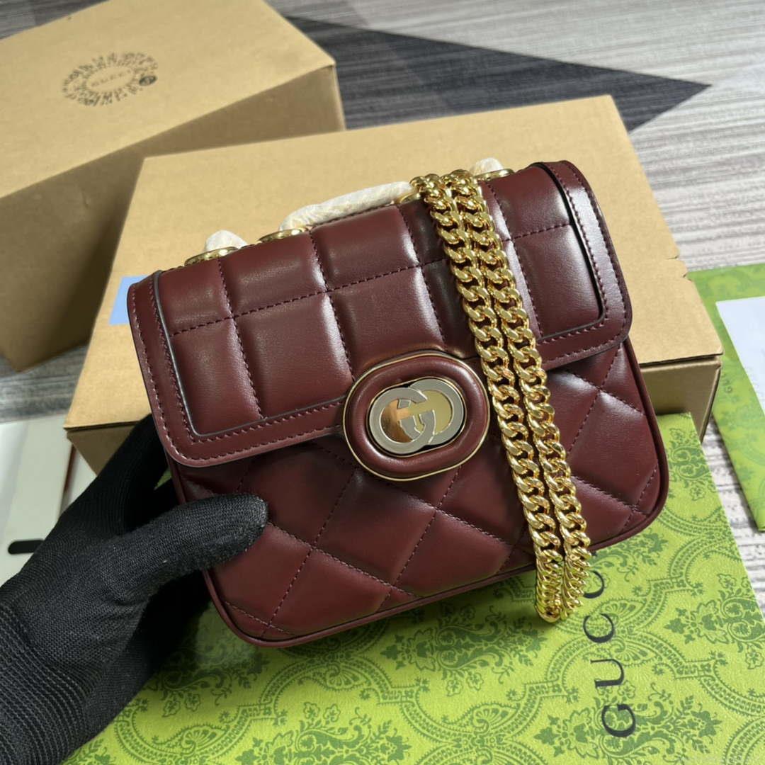 Gucci ‎741457 Gucci Deco Mini Shoulder Bag Wine Red