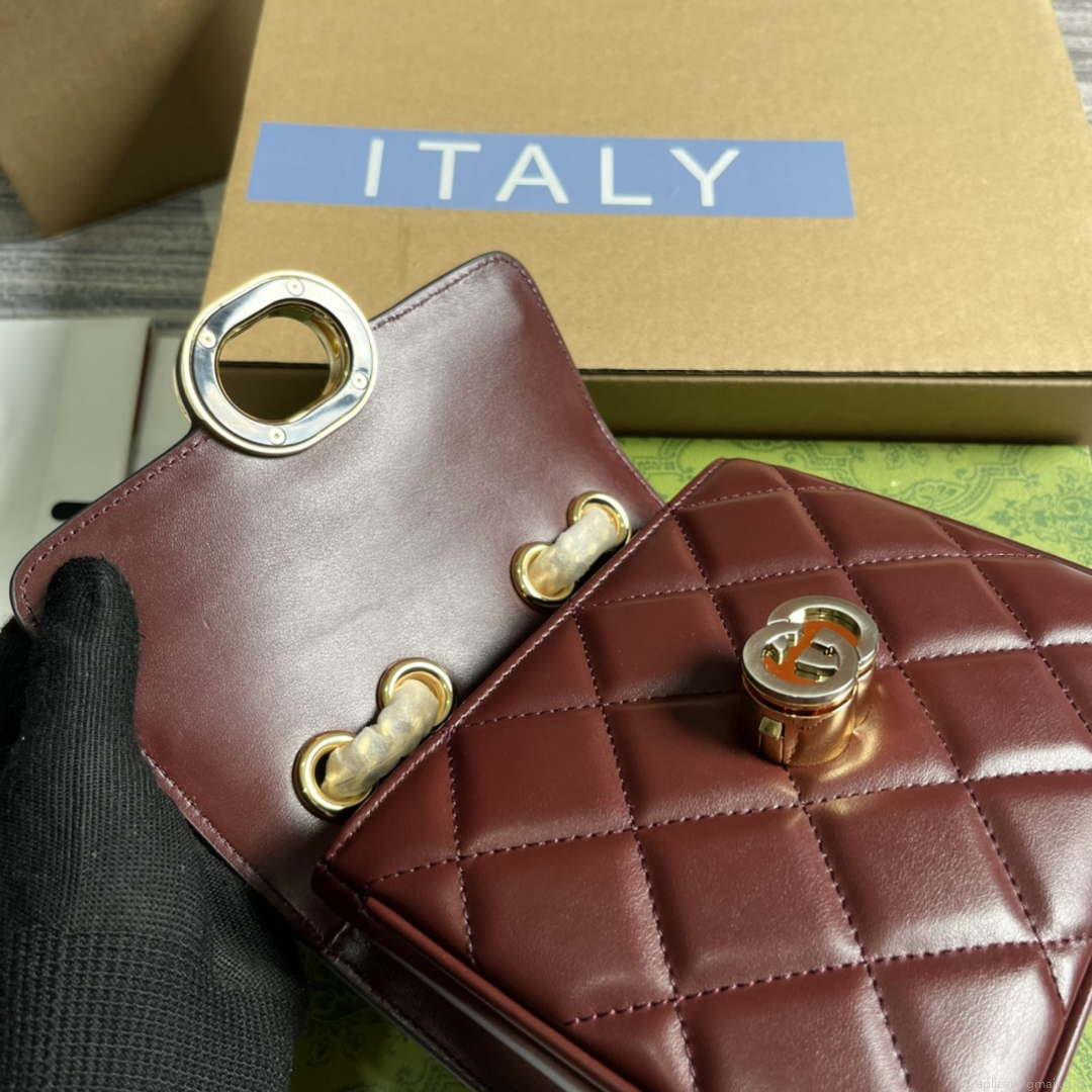 Gucci ‎741457 Gucci Deco Mini Shoulder Bag Wine Red