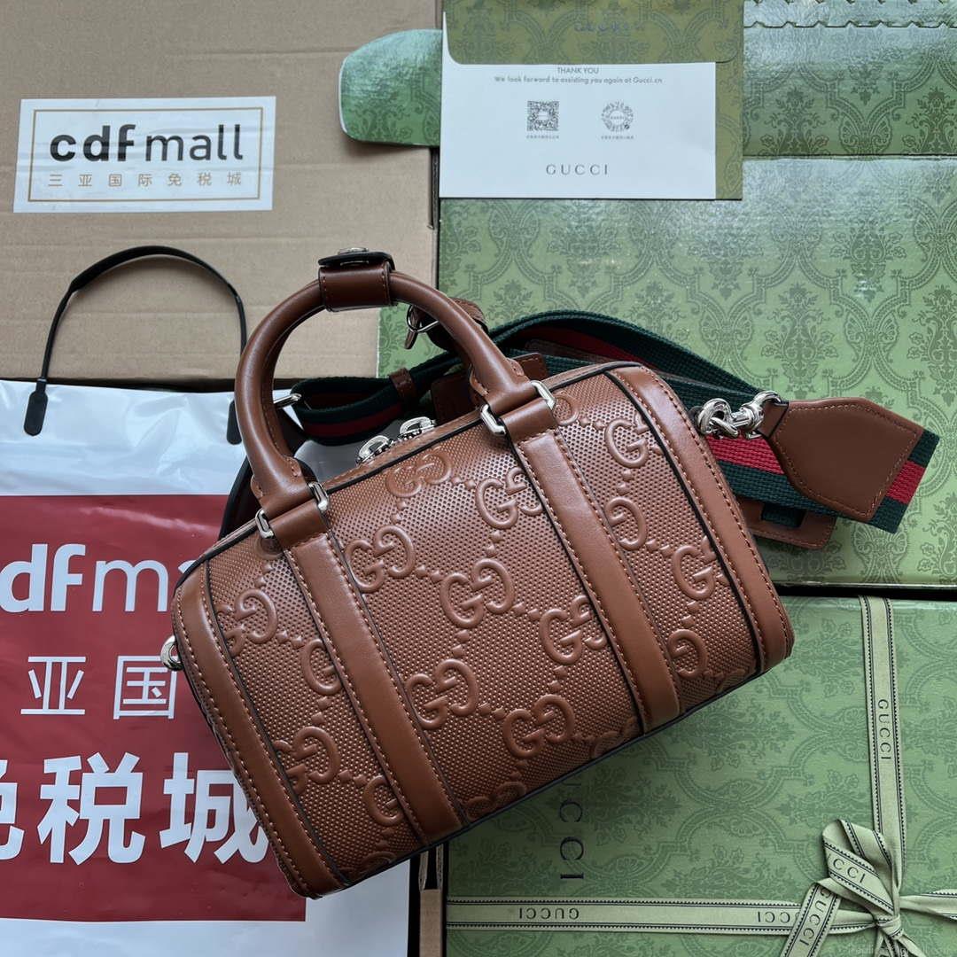 Gucci 725292 Jumbo GG Mini Embossed Bag Brown