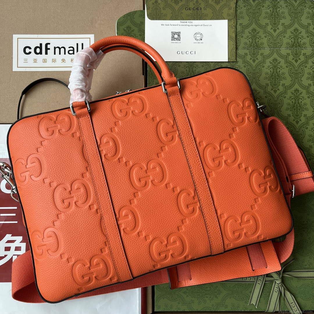 Gucci 658573 Men’s Jumbo GG Briefcase Bag Orange