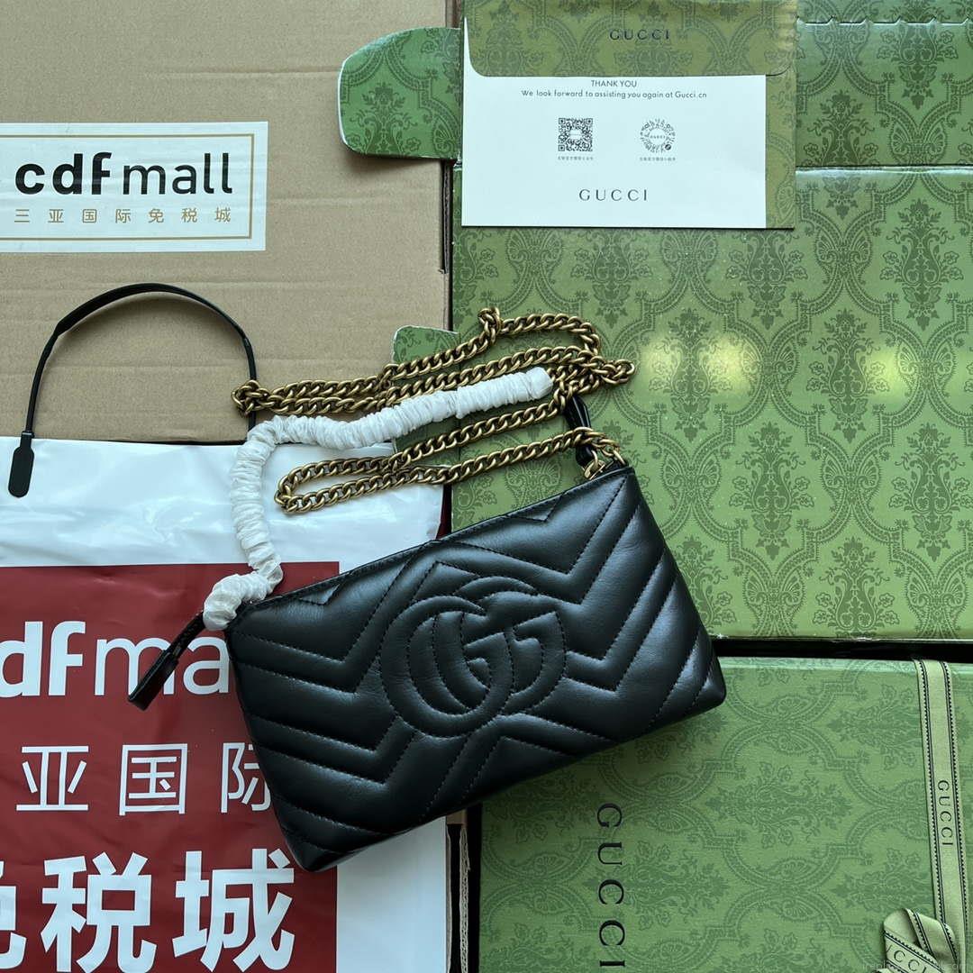 Gucci 443447 GG Marmmont wallet with chain Black leather