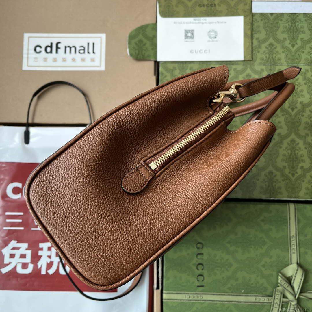 Gucci 727810 Jackie 1961 small natural grain tote in brown leather