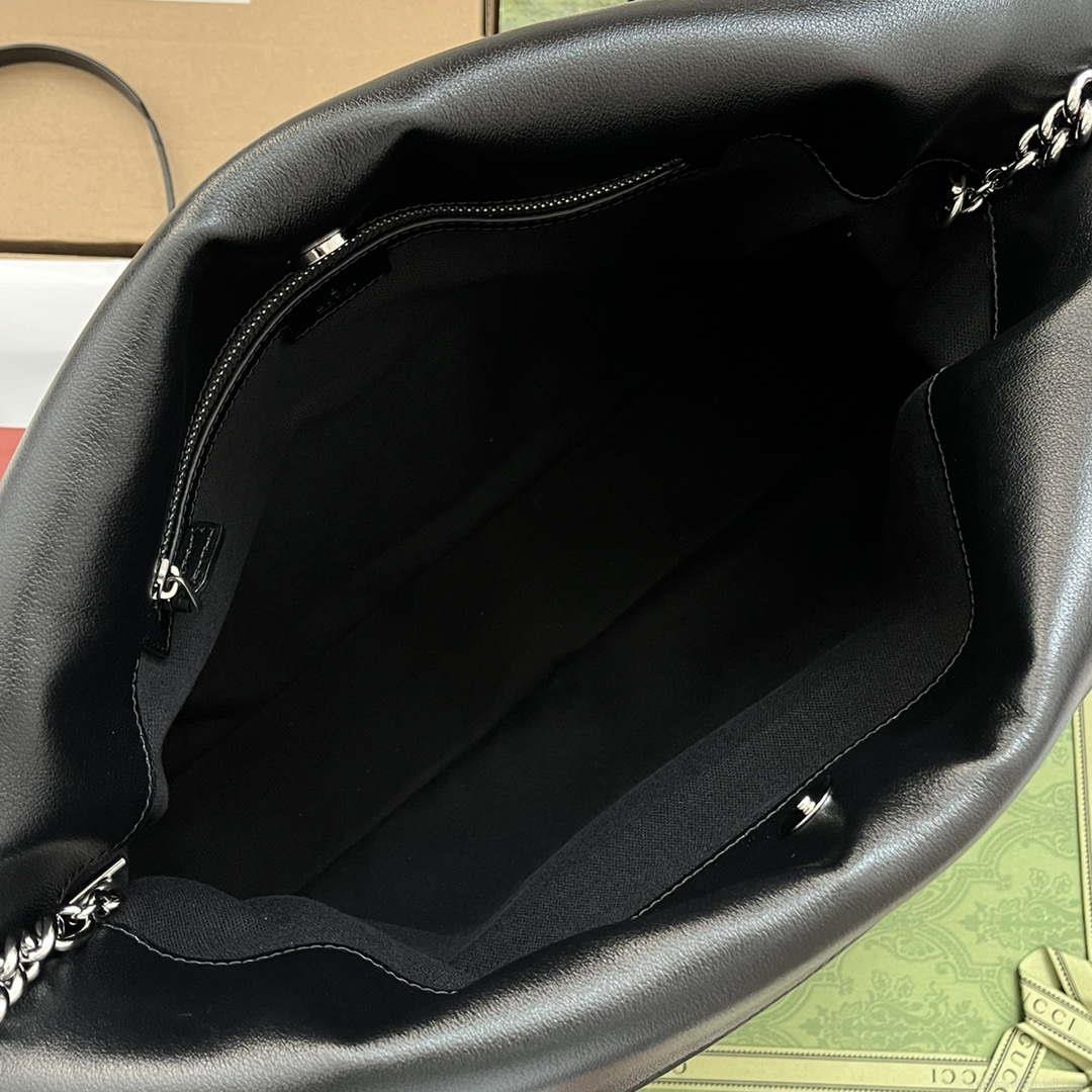 Gucci 751516 Blondie Medium Tote bag in black leather