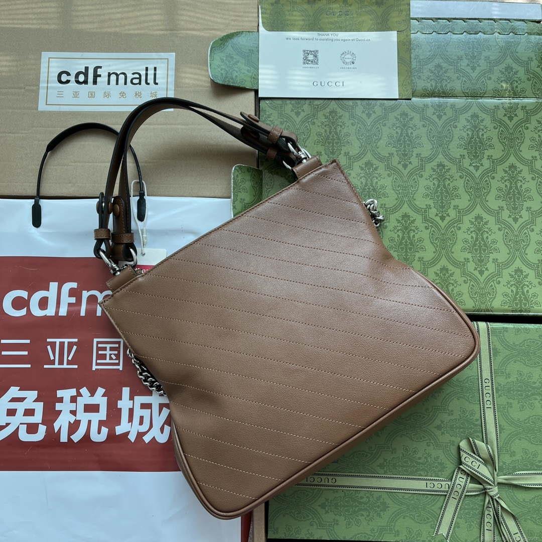 Gucci 751518 GG Blondie Small Tote Bag in Brown leather