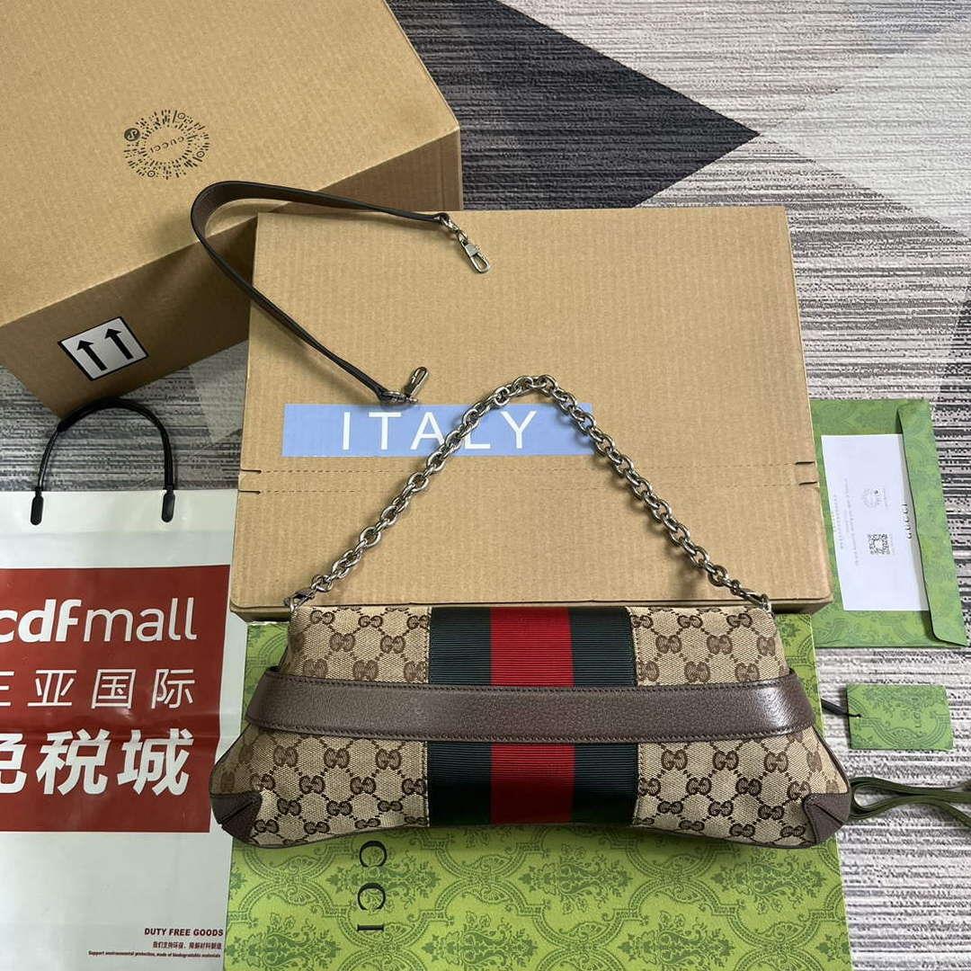 Gucci 764255 Gucci Horsebit Chain Medium Shoulder Bag Brown