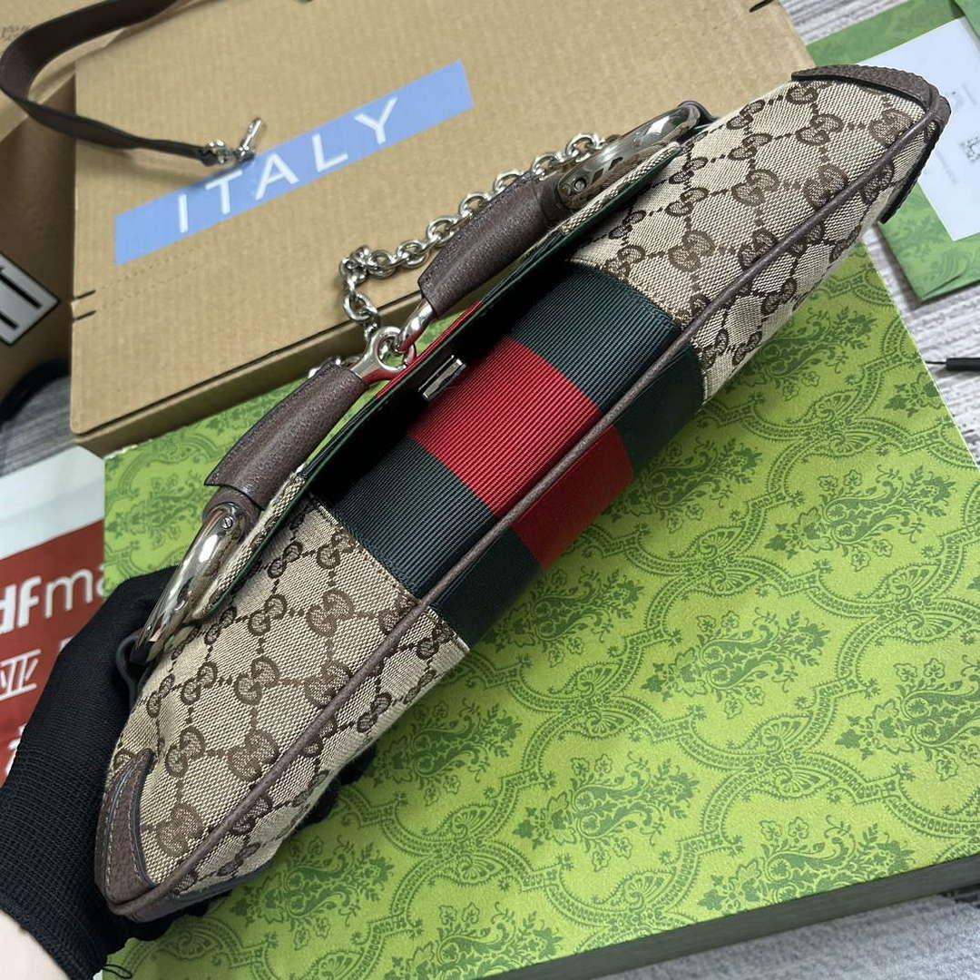 Gucci 764255 Gucci Horsebit Chain Medium Shoulder Bag Brown
