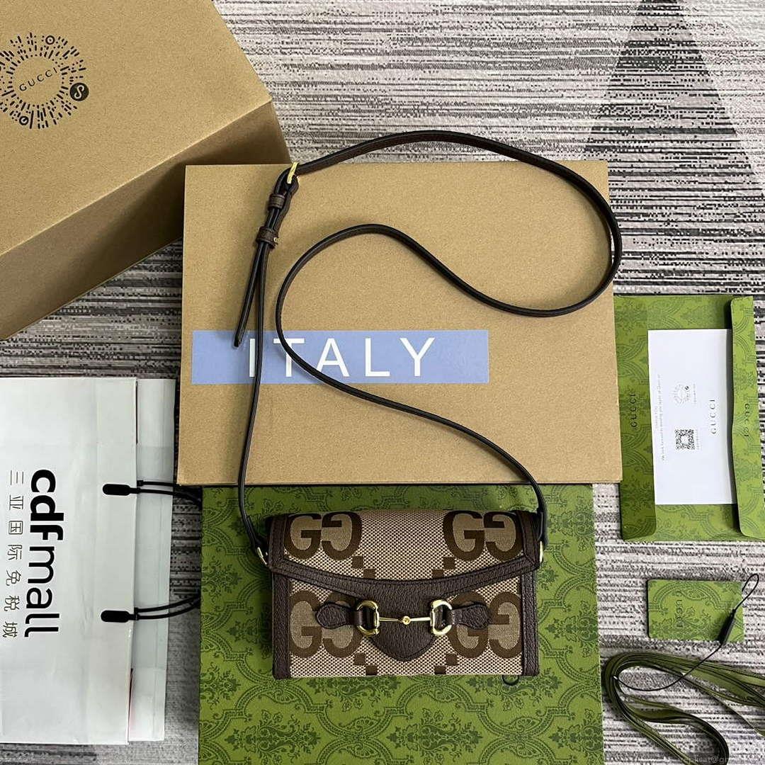 Gucci 699296 Gucci Horsebit 1955 Jumbo GG Mini Bag Brown big G