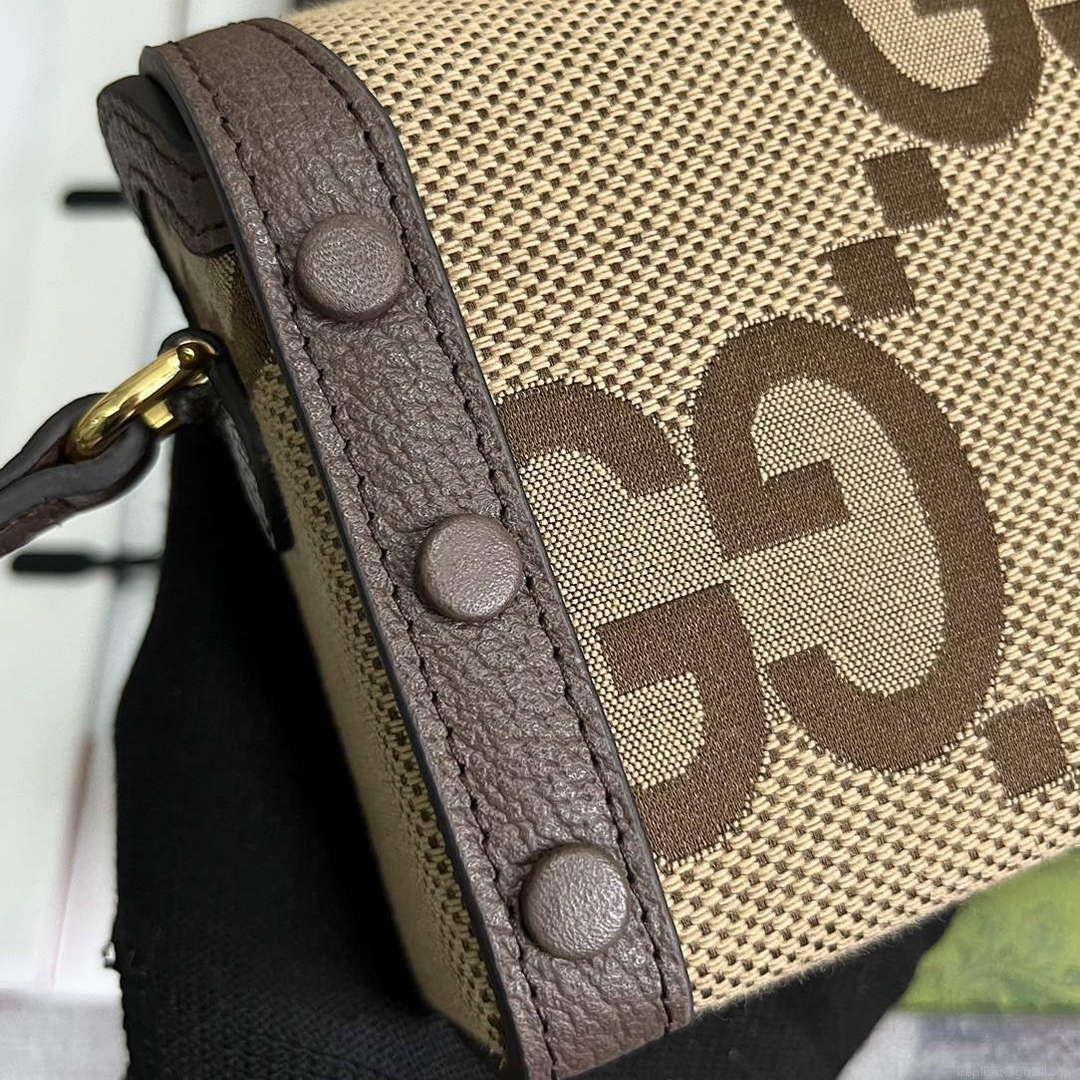 Gucci 699296 Gucci Horsebit 1955 Jumbo GG Mini Bag Brown big G
